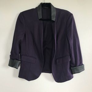 Plum Blazer with Leather Accents